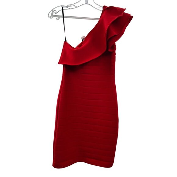 Venus Women's Bodycon Bandage Dress Ruffle One Shoulder Size Small - Picture 1 of 9